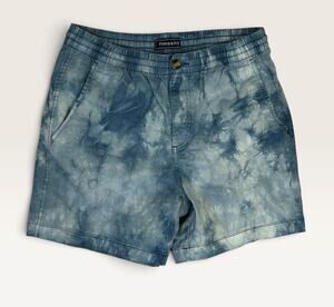 Crown & Ivy Men's Small Tie-Dye Chino Shorts Blue Elastic Waist Drawstring